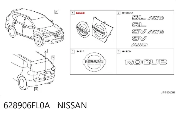 Emblemat na atrapę chłodnicy 628906FL0A Nissan/Infiniti