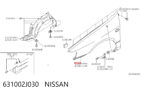 Błotnik przedni prawy Nissan Primera P11