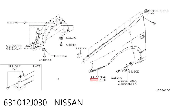 Błotnik przedni lewy Nissan Primera P11