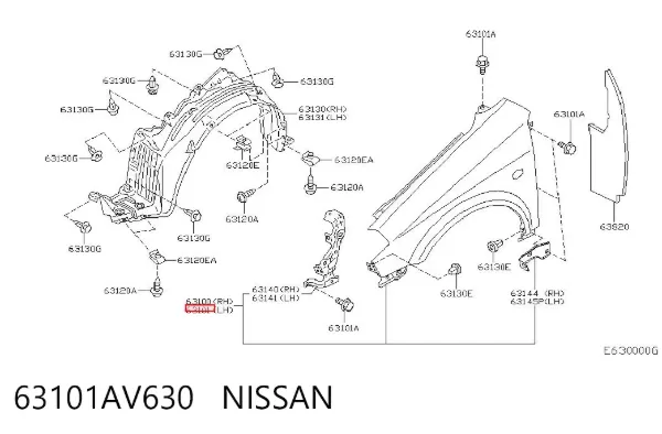 Błotnik przedni lewy 63101AV630 Nissan/Infiniti