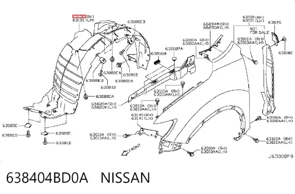 Nadkole błotnika przedniego prawe Nissan Rogue T32U