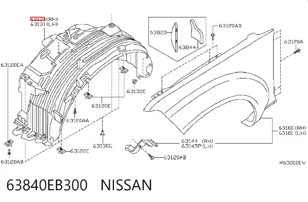 Nadkole błotnika przedniego prawe 63840EB300 Nissan/Infiniti