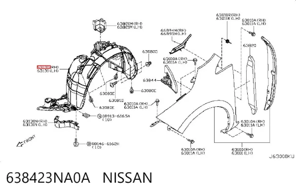 Nadkole błotnika przedniego prawe Nissan LEAF I