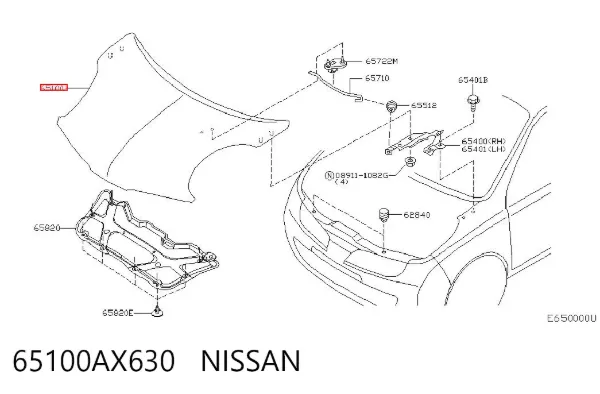 Maska silnika 65100AX630 Nissan/Infiniti