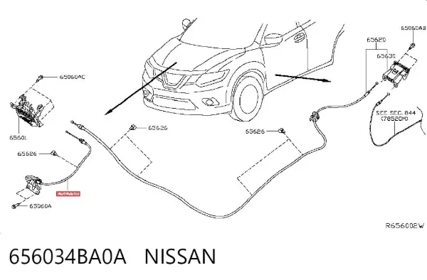 Zamek maski 656034BA0A Nissan/Infiniti