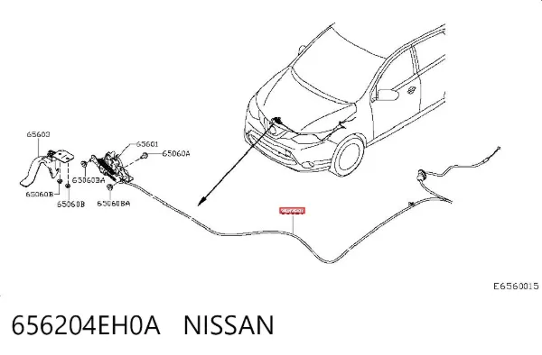Linka otwierania maski 656204EH0A Nissan/Infiniti