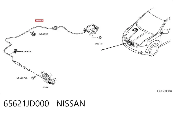 Linka otwierania maski 65621JD000 Nissan/Infiniti