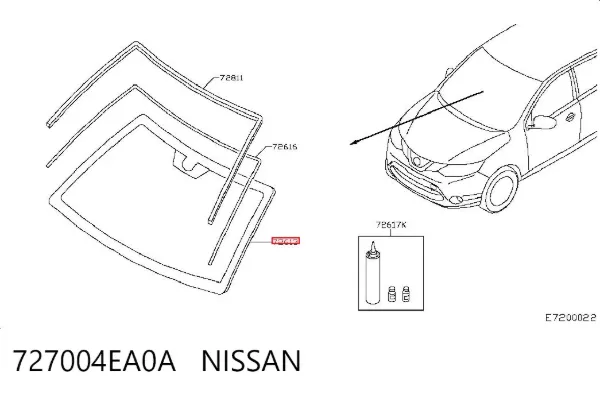 Szyba przednia 727004EA0A Nissan/Infiniti