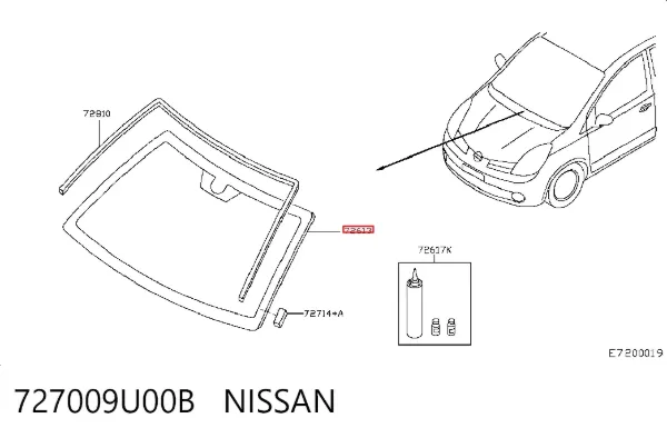 Szyba przednia 727009U00B Nissan/Infiniti
