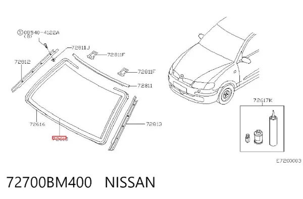 Szyba przednia 72700BM400 Nissan/Infiniti