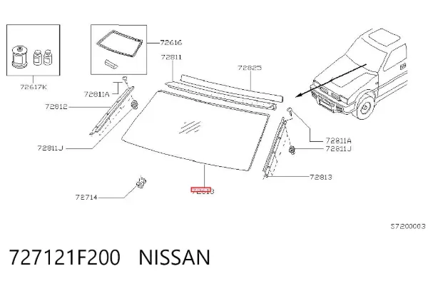 Szyba przednia 727121F200 Nissan/Infiniti