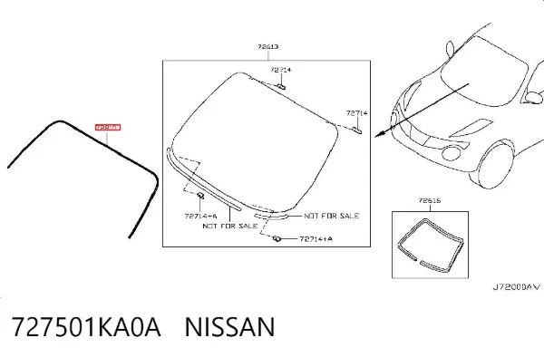 Listwa ochronna szyby przedniej 727501KA0A Nissan/Infiniti
