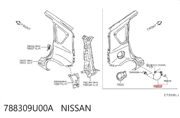 Klapka wlewu paliwa Nissan Note E11