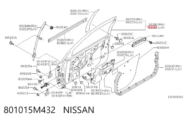 Drzwi przednie lewe 801015M432 Nissan/Infiniti