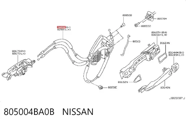 Zamek drzwi przednich prawych 805004BA0B Nissan/Infiniti