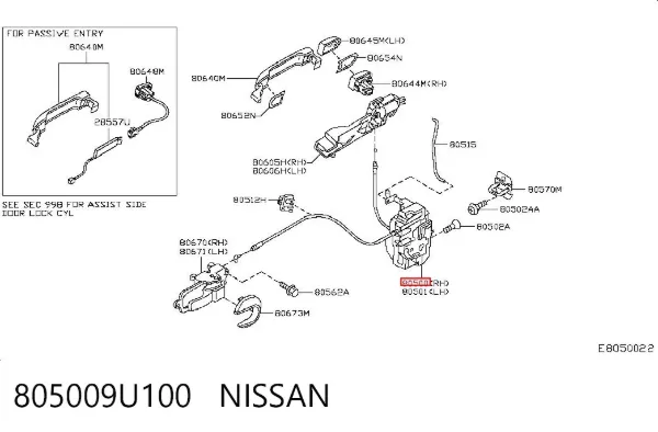 Zamek drzwi przednich prawych Nissan Note E11