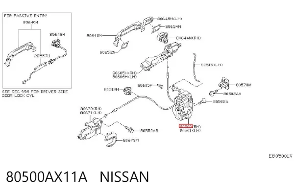 Zamek drzwi przednich prawych Nissan Micra K12