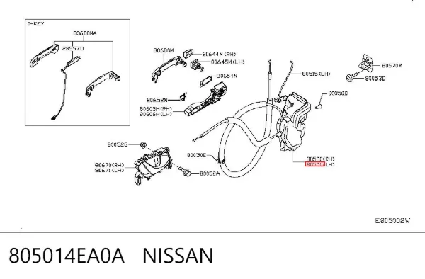 Zamek drzwi przednich lewych 805014EA0A Nissan/Infiniti