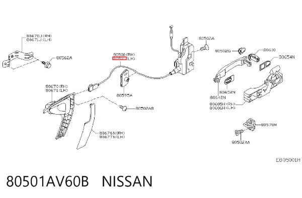 Zamek drzwi przednich lewych Nissan Primera P12