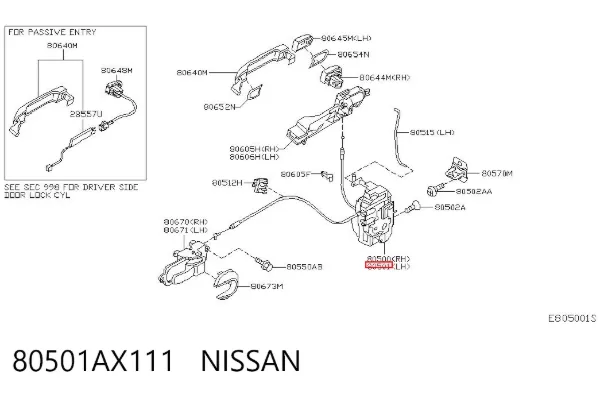 Zamek drzwi przednich lewych Nissan Micra K12