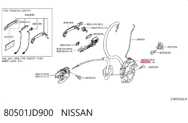 Zamek drzwi przednich lewych Nissan Qashqai I