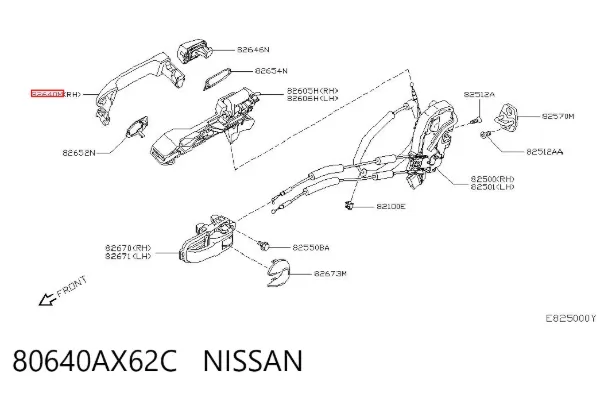 Klamka drzwi przednich zewnętrzna 80640AX62C Nissan/Infiniti