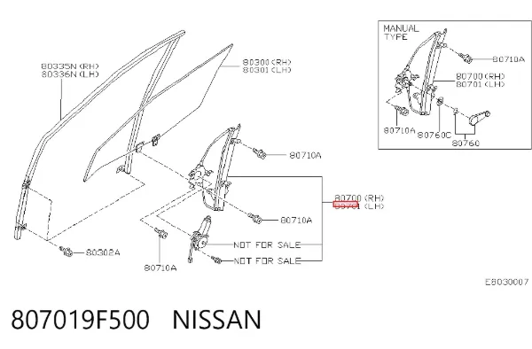 Mechanizm podnoszenia szyby drzwi przednich lewych Nissan Primera P11
