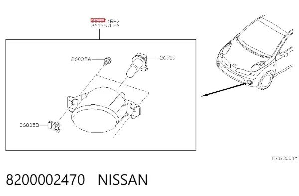 Lampa przeciwmgielna prawa 8200002470 Nissan/Infiniti