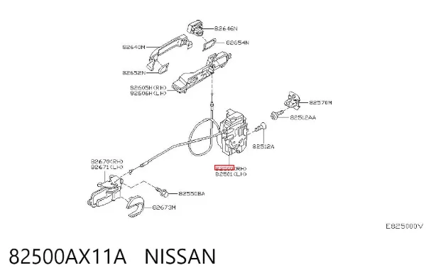 Zamek drzwi tylnych prawych Nissan Micra K12