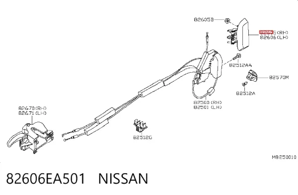 Klamka drzwi tylnych prawa zewnętrzna 82606EA501 Nissan/Infiniti