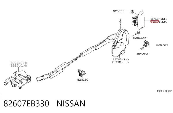 Klamka drzwi tylnych zewnętrzna lewa 82607EB330 Nissan/Infiniti