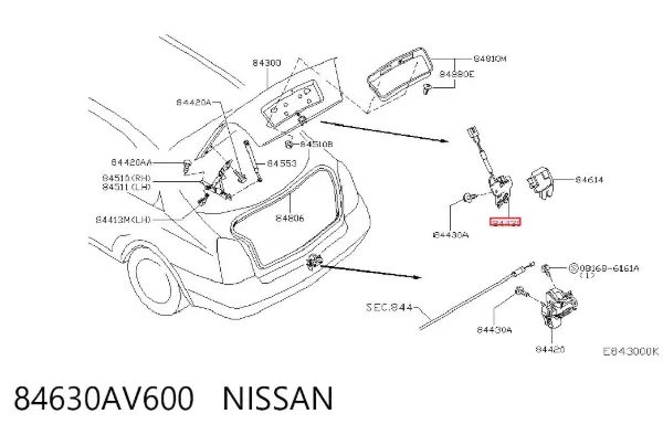 Zamek klapy bagażnika (3/5 drzwi tylnych) Nissan Primera P12