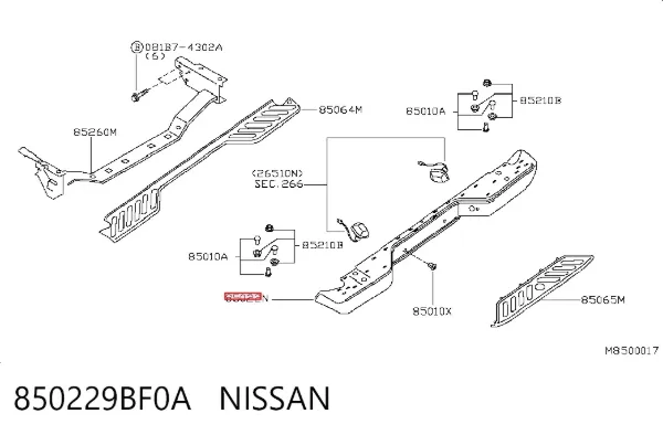 Zderzak tylny 850229BF0A Nissan/Infiniti