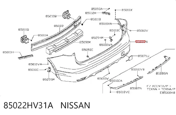 Zderzak tylny 85022HV31A Nissan/Infiniti