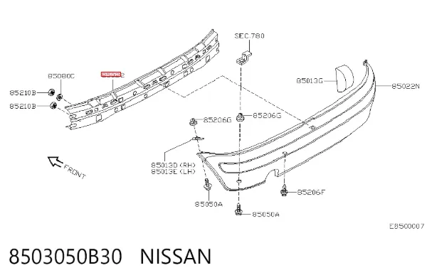 Wzmocnienie zderzaka tylnego Nissan Micra K11