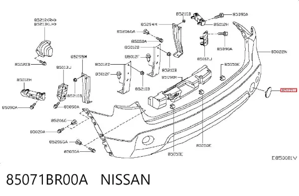 Zaślepka haku holowniczego zderzaka przednia 85071BR00A Nissan/Infiniti