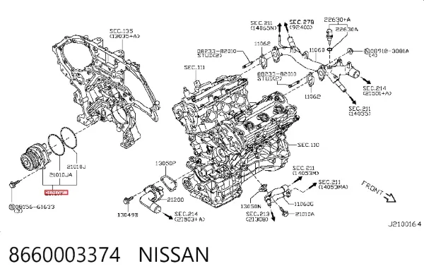 Pompa chłodząca wodna 8660003374 Nissan/Infiniti