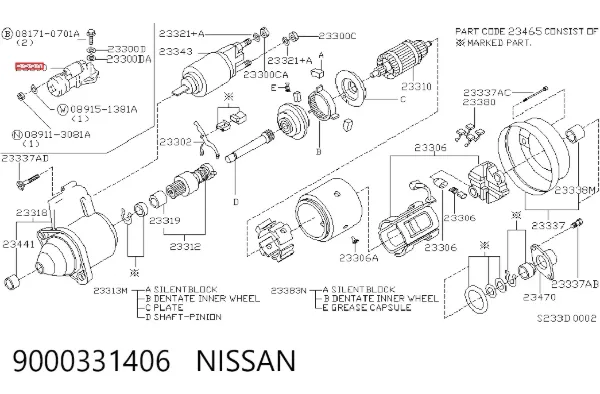 Rozrusznik 9000331406 Nissan/Infiniti