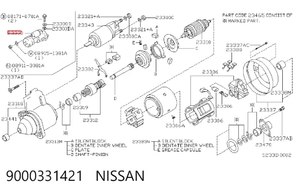 Rozrusznik 9000331421 Nissan/Infiniti