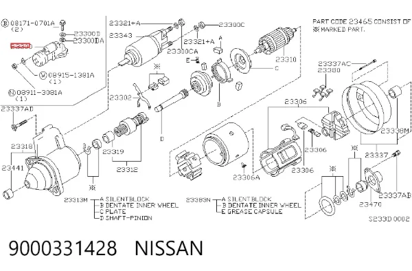 Rozrusznik 9000331428 Nissan/Infiniti