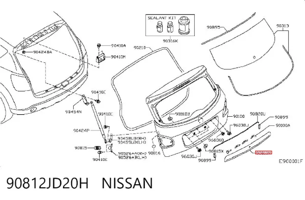Nakładka klapy bagażnika 90812JD20H Nissan/Infiniti