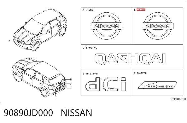 Emblemat na klapę bagaznika (znaczek firmowy) Nissan Qashqai I