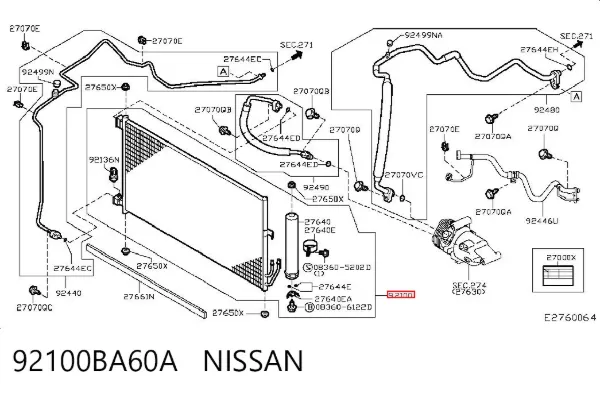 Chłodnica klimatyzacji 92100BA60A Nissan/Infiniti