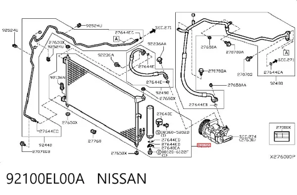 Chłodnica klimatyzacji 92100EL00A Nissan/Infiniti