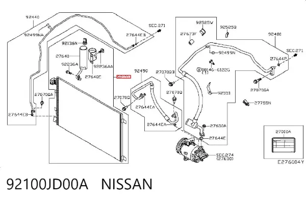 Chłodnica klimatyzacji 92100JD00A Nissan/Infiniti