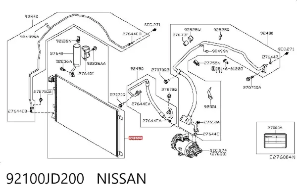 Chłodnica klimatyzacji 92100JD200 Nissan/Infiniti