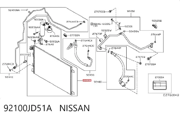 Chłodnica klimatyzacji 92100JD51A Nissan/Infiniti
