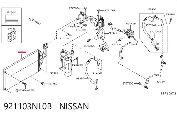 Chłodnica klimatyzacji 921103NL0B Nissan/Infiniti
