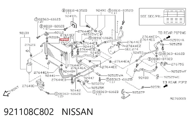 Chłodnica klimatyzacji 921108C802 Nissan/Infiniti