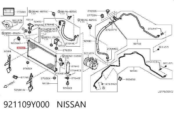 Chłodnica klimatyzacji 921109Y000 Nissan/Infiniti